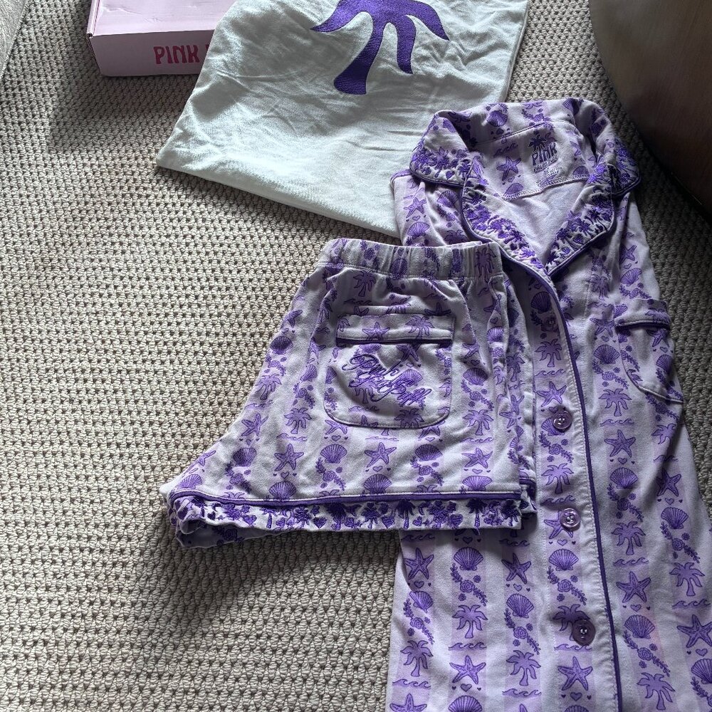 Pink palm puff pajamas in Twilight